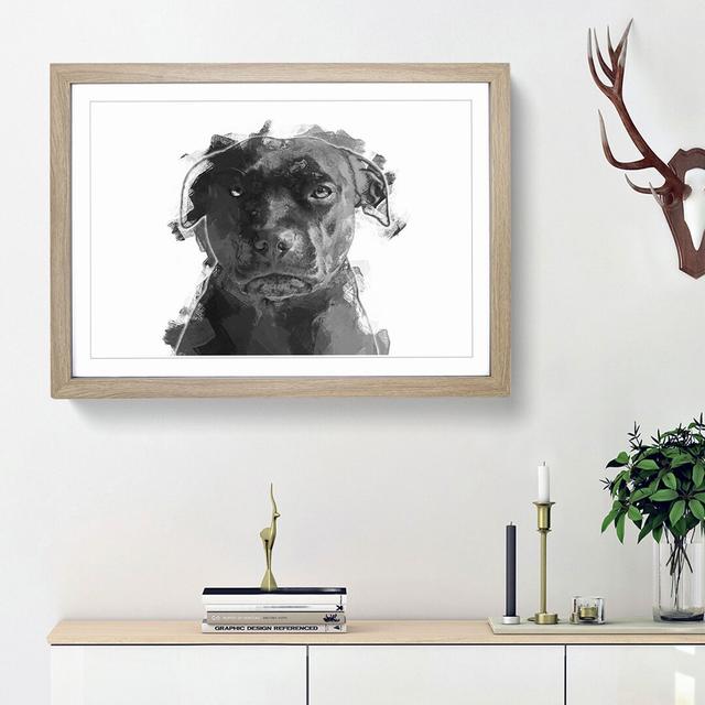 Staffordshire Bull Terrier Dog in Abstract - Picture Frame Graphic Art Print on MDF East Urban Home Size: 62cm H x 87cm W x 2cm D, Frame Option: Oak F on Productcaster.