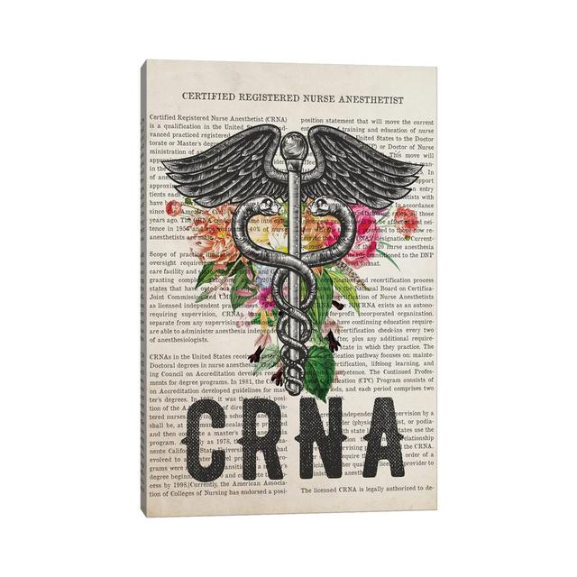 Crna, Certified Registered Nurse Anesthetist with Flowers by Aged Pixel - Wrapped Canvas Drawing Happy Larry Size: 30.48cm H x 20.32cm W x 1.91cm D on Productcaster.