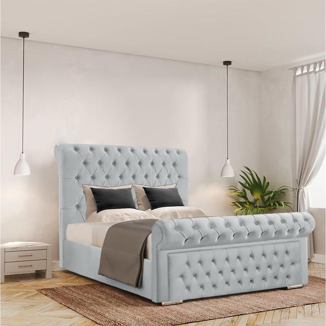 Duda Upholstered Storage Bed Mercer41 Size: Double (4'6), Colour: Light Silver on Productcaster.