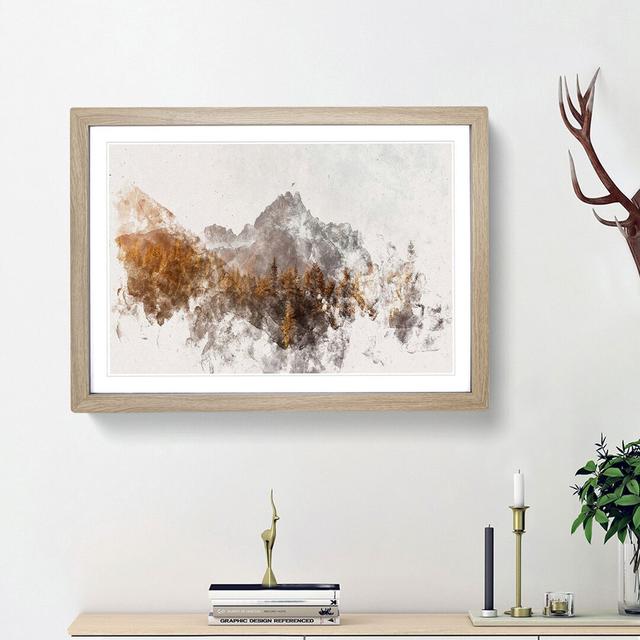 Forest Before the Mountain - Picture Frame Painting Print East Urban Home Size: 62cm H x 87cm W x 2cm D, Frame Option: Oak Framed on Productcaster.