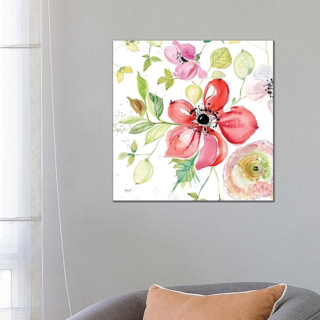 Spray of Anemones III by Kristy Rice - Wrapped Canvas Painting ClassicLiving Size: 66.04cm H x 66.04cm W x 3.81cm D on Productcaster.