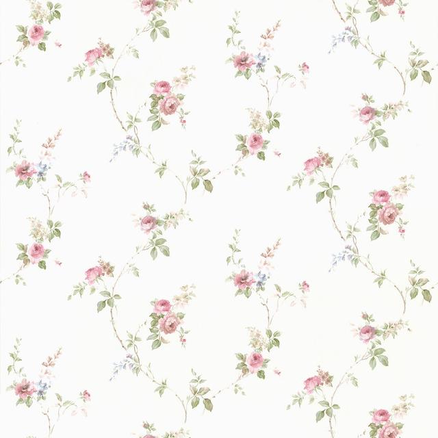 Kadence 10m x 53cm Matte Wallpaper Roll Fleur De Lis Living Colour: White/Light Pink on Productcaster.