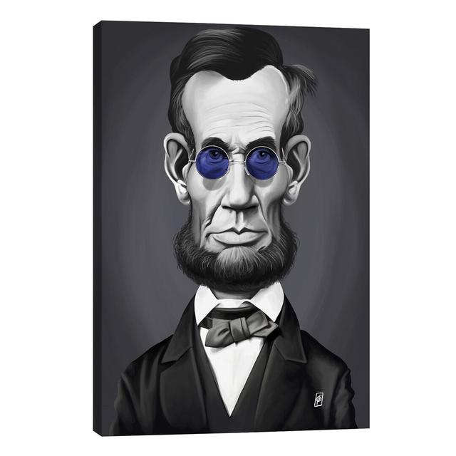 'Abraham Lincoln (Steampunk Glasses)' Graphic Art on Wrapped Canvas East Urban Home Size: 66.04cm H x 45.72cm W x 3.81cm D on Productcaster.