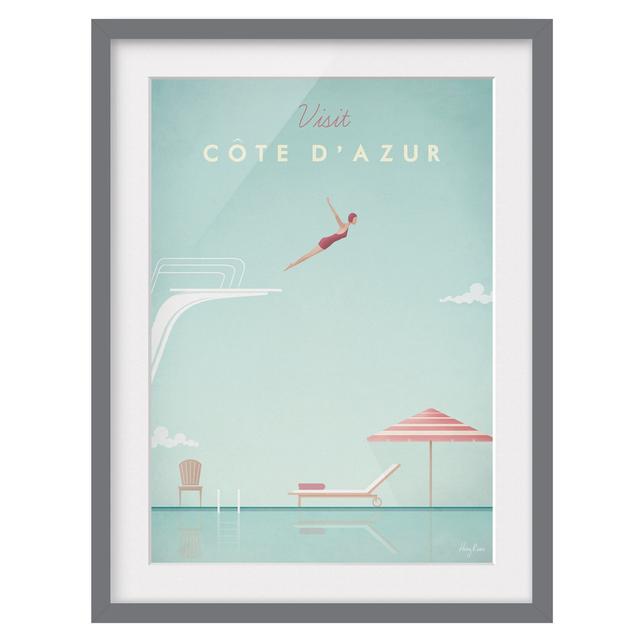 Picture With Frame - Travel Poster - Côte D'Azur - Portrait 4:3 - B Maturi Frame Option: Grey Framed, Size: 40cm H x 30cm W x 2cm D on Productcaster.