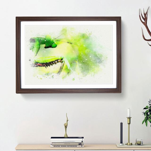 Peering Praying Mantis in Abstract - Picture Frame Graphic Art Print East Urban Home Frame Option: Walnut Framed, Size: 36cm H x 48cm W x 2cm D on Productcaster.