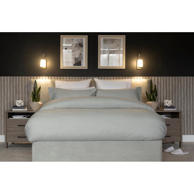 Soho Sateen Striped Duvet Cover Set with Pillowcases Belledorm Colour: Grey, Size: Superking Duvet Cover Set + 2 Standard Pillowcases on Productcaster.