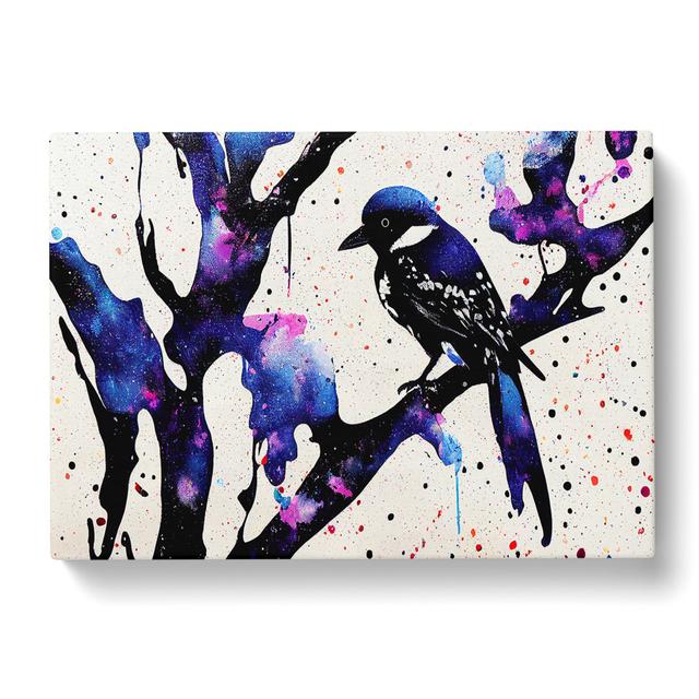 Magpie Bird Splash Vol.1 Abstract - Wrapped Canvas Painting Latitude Run Size: 40cm H x 60cm W x 3cm D on Productcaster.