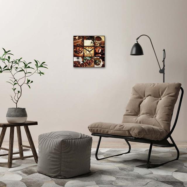 Coffee Collage Silent Wall Clock East Urban Home Colour: White/Brown on Productcaster.