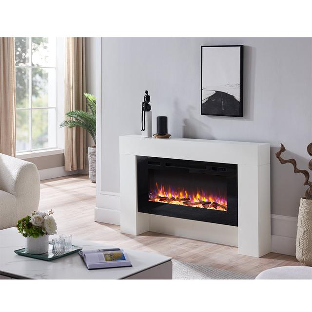 Nathinel Ebern Designs Electric Fireplace (Set of 2) Ebern Designs Size: 34cm H x 170cm W x 33.5cm D, Finish: White on Productcaster.