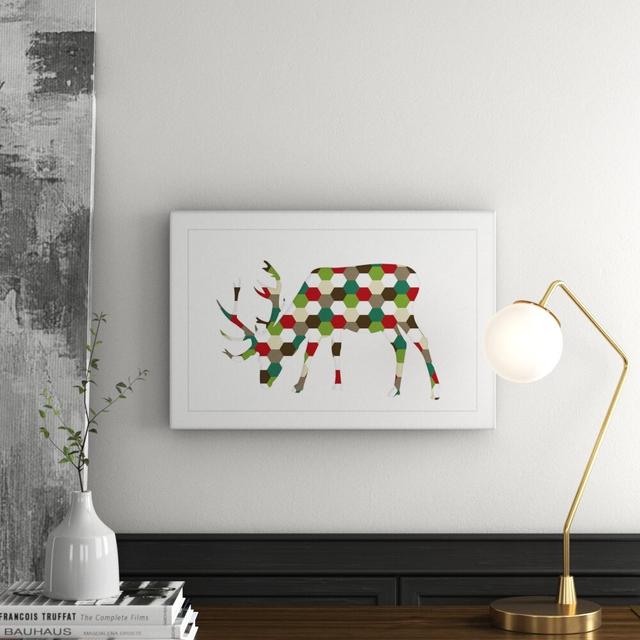 'Christmas Deer' by Diana Alcala Framed Graphic Art East Urban Home Size: 41 cm H x 61 cm W x 3.81 cm D on Productcaster.