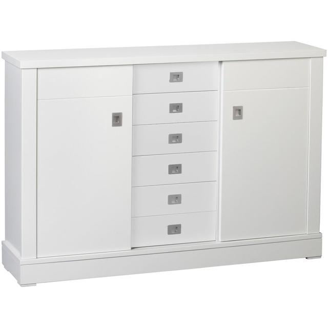 Sideboard made of Wood with 6 Drawers and 2 Doors by Brayden Studio, Finish: Lacquered White on Productcaster.