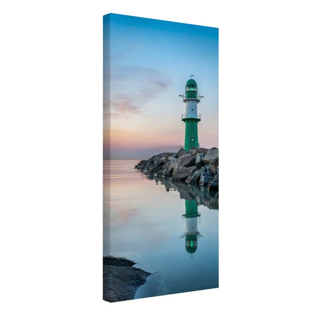 Sunset at the Lighthouse - Wrapped Canvas Photograph Longshore Tides Format: 260g/m² canvas, Size: 100cm H x 50cm W on Productcaster.