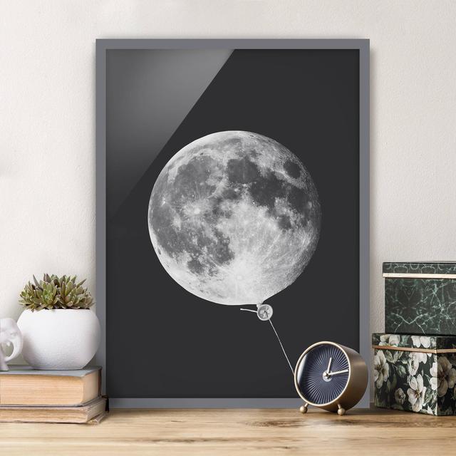 Balloon with Moon - Picture Frame Graphic Art Ebern Designs Size: 70cm H x 50cm W x 2cm D, Frame Option: Grey Framed on Productcaster.