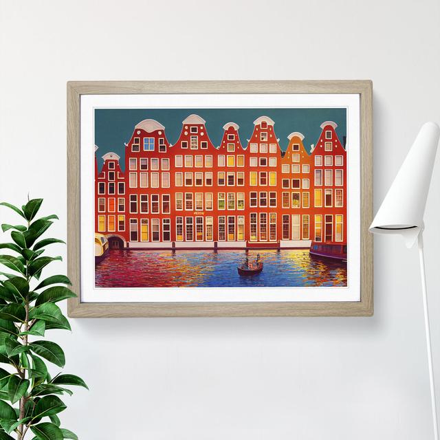 Amsterdam Canal - Single Picture Frame Print 17 Stories Size: 34cm H x 46cm W, Frame Colour: Oak Framed on Productcaster.