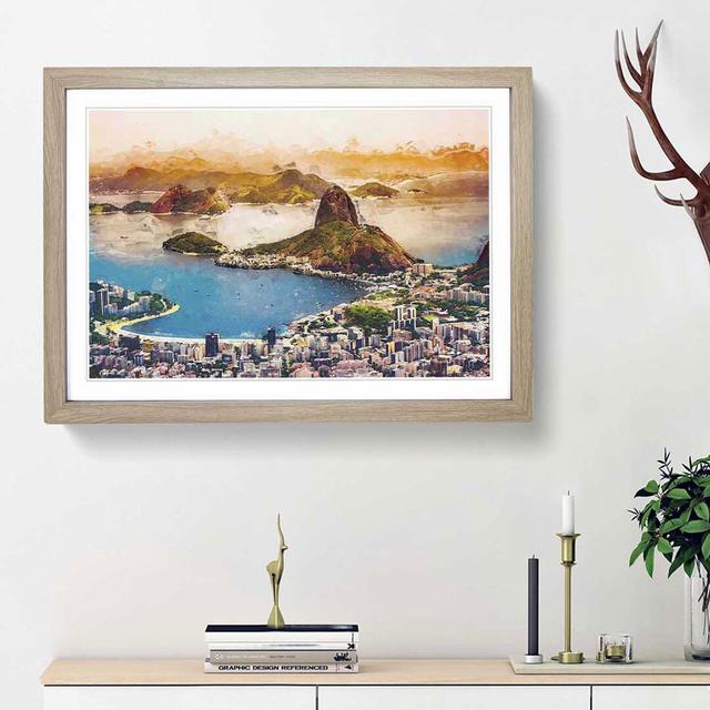 Skyline of Rio De Janeiro in Brazil in Abstract - Picture Frame Graphic Art Print East Urban Home Frame Option: Oak Framed, Size: 62cm H x 87cm W x 2c on Productcaster.