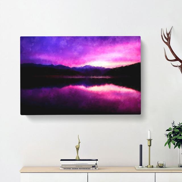 Purple Mountains - Wrapped Canvas Painting East Urban Home Size: 35cm H x 50cm W x 3cm D on Productcaster.