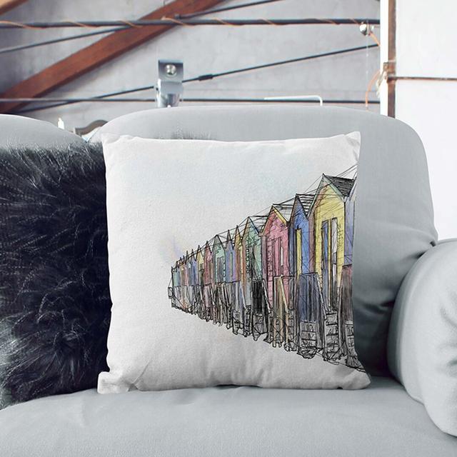 Beach Huts in Cape Town Cushion with Filling East Urban Home Size: 40 x 40 cm, Backing Colour: Stone on Productcaster.