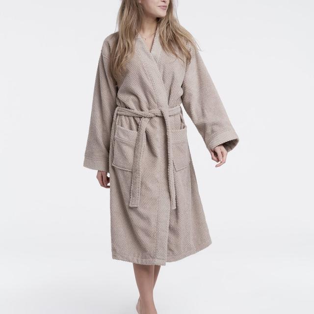 Rice Unisex Cotton Bathrobe Symple Stuff Size: S, Colour: Beige on Productcaster.