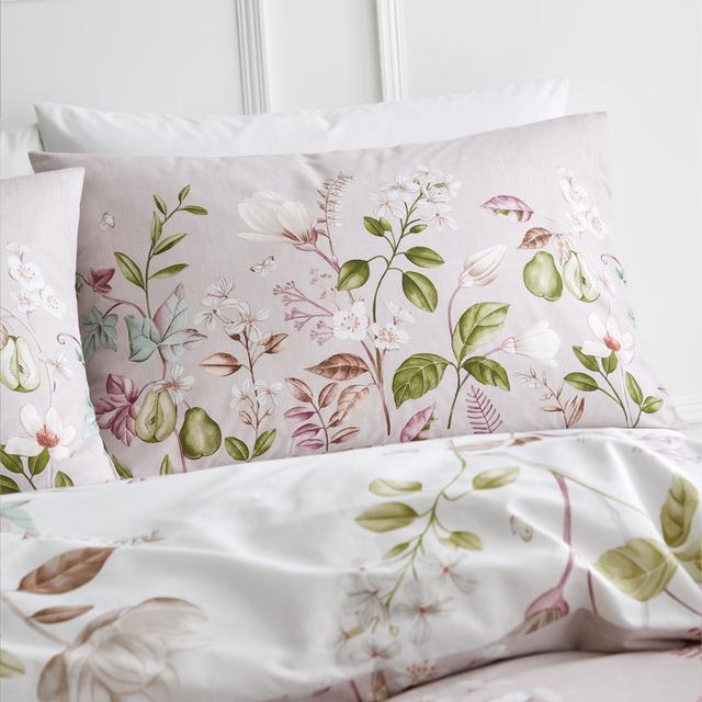 Francesca Floral 200 Thread Count Cotton Reversible Duvet Cover Set Bianca Cotton Size: Single Duvet Cover + 1 Standard Pillowcase on Productcaster.