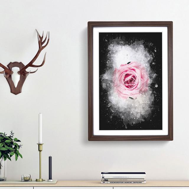 Lone Pink Rose Abstract Paint Splash - Picture Frame Graphic Art East Urban Home Size: 87cm H x 62cm W x 2cm D, Frame Option: Walnut Framed on Productcaster.