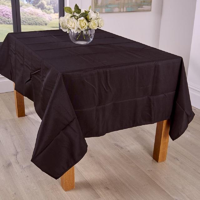 Black Polyester Tablecloth Rectangle (Set of 5) Ebern Designs Size: 132cm W x 178cm L on Productcaster.