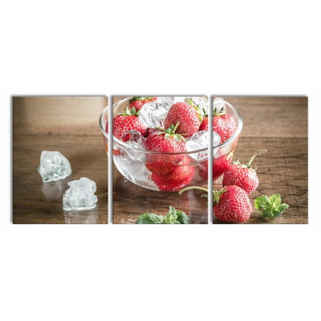 Strawberries in Ice Cubes Photographic Print Multi-Piece Image on Canvas East Urban Home Size: 80cm H x 180cm W on Productcaster.