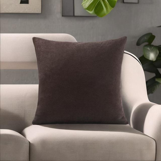 Nalaiyah Velvet Chenille Scatter Cushion Cover with Filler Pad Ebern Designs Size: 45cm x 45cm, Colour: Chocolate on Productcaster.