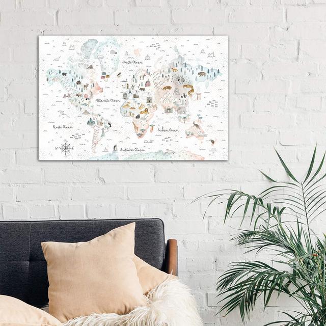 World Traveler I Dot BG by Laura Marshall - Wrapped Canvas Graphic Art Print Latitude Run Size: 66.04cm H x 101.6cm W x 1.91cm D on Productcaster.