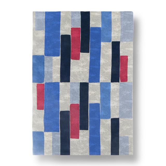 Delainey Flatweave Cotton Grey/Blue/Black Rug Ebern Designs Rug Size: Rectangle 160 x 230cm on Productcaster.