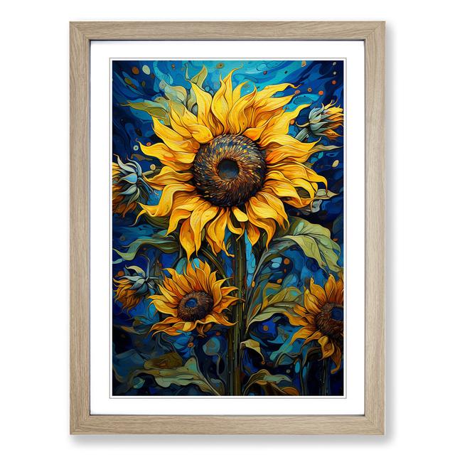 Sunflower Expressionism - Single Picture Frame Art Prints on Wood Brambly Cottage Frame Colour: Oak, Size: 46cm H x 34cm W x 2cm D on Productcaster.