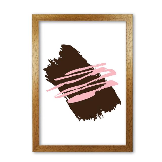 Black Jaggered Paint Brush Abstract - Single Picture Frame Print East Urban Home Format: Honey Oak Frame, Size: 30 cm H x 21 cm W x 5 cm D on Productcaster.