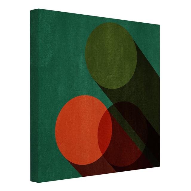 Abstract Shapes Circles in Green and Red - Wrapped Canvas Graphic Art Ivy Bronx on Productcaster.