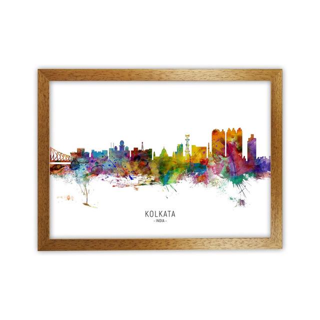 Kolkata India Skyline by Michael Tompsett - Graphic Art Print Ebern Designs Format: Brown Framed, Size: 64cm H x 88cm W x 3cm D on Productcaster.