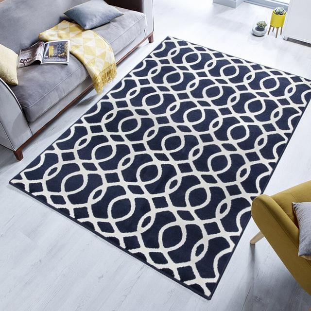 Anabal Tufted Navy Blue/White Area Rug 17 Stories Rug Size: Rectangle 190 x 280cm on Productcaster.