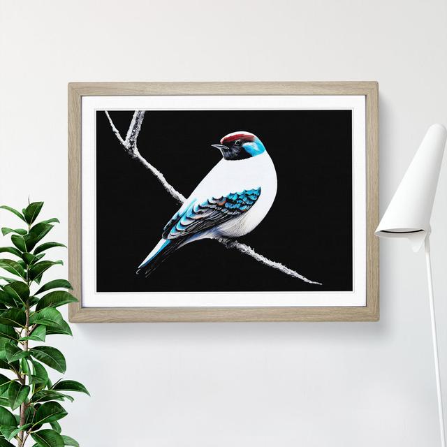 Painted Bird - Picture Frame Graphic Art Marlow Home Co. Frame Colour: Oak, Size: 34cm H x 46cm W x 2cm D on Productcaster.