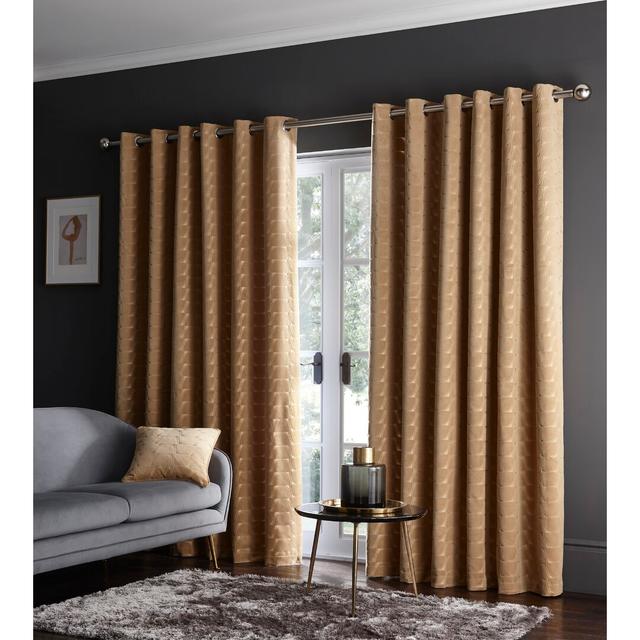 Kajo Polyester Room Darkening Grommet / Eyelet Curtains / Drapes Pair (Set of 2) 17 Stories Panel Size: 229 W x 229 D cm, Colour: Ochre on Productcaster.