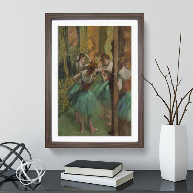 Ballet Ballerina Dancers in Green by Edgar Degas - Picture Frame Painting East Urban Home Size: 36cm H x 27cm W x 2cm D, Frame Option: Walnut Framed on Productcaster.