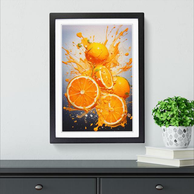 Orange Fruit Action - Single Picture Frame Print on Wood Brambly Cottage Format: Black Framed, Size: 46cm H x 34cm W x 2cm D on Productcaster.