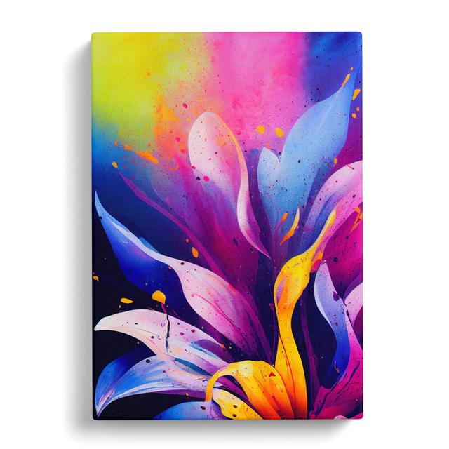 Splattered Flower No.3 Abstract - Wrapped Canvas Graphic Art Marlow Home Co. Size: 50cm H x 35cm W x 3cm D on Productcaster.