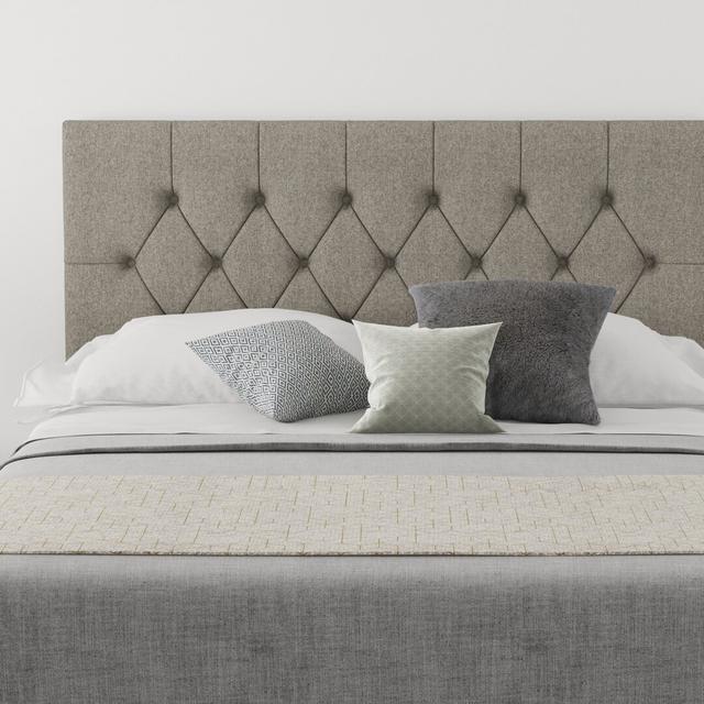 Talcott Upholstered Headboard Wade Logan Size: Double (4'6), Upholstery: Tweed Grey on Productcaster.