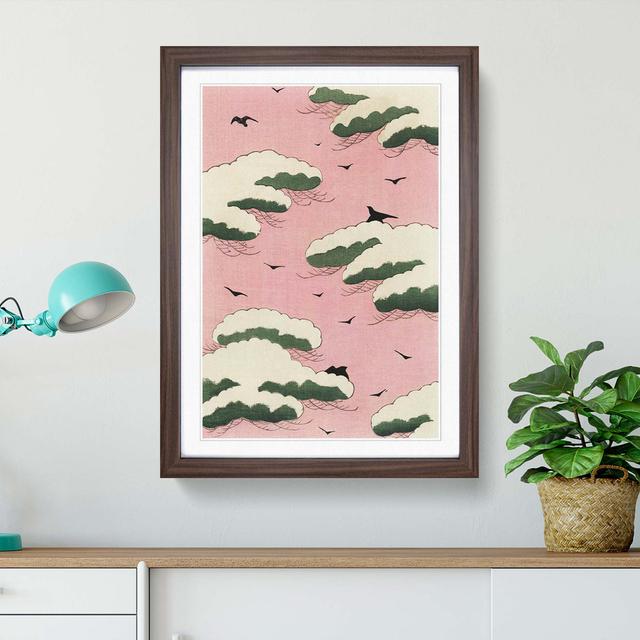 Birds in a Pink Sky by Watanabe Seitei - Picture Frame Painting Print on MDF East Urban Home Frame Option: Walnut Framed, Size: 87cm H x 62cm W x 2cm on Productcaster.