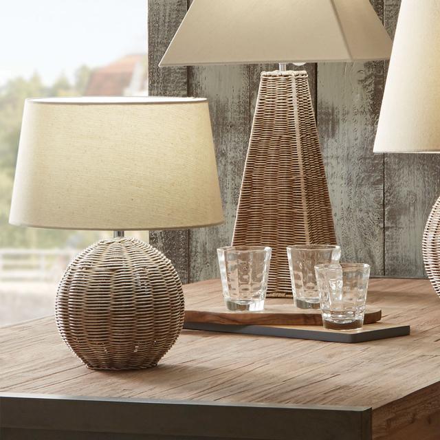 Raffles Small Rattan Cream Wash Table Lamp Highland Dunes on Productcaster.