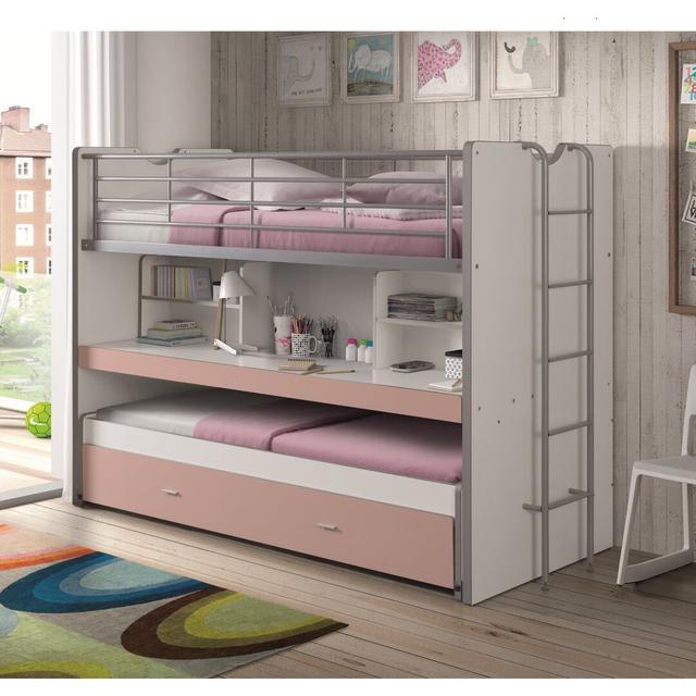 Bonny European single loft bed with roll container Vipack Bed Frame Colour: Pink on Productcaster.