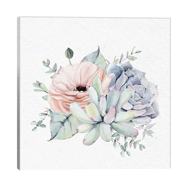 'Succulents Southwestern Floral Rose Pink Turquoise Blue' by Nature Magick Graphic Art Print on Wrapped Canvas East Urban Home Size: 45.72cm H x 45.72 on Productcaster.