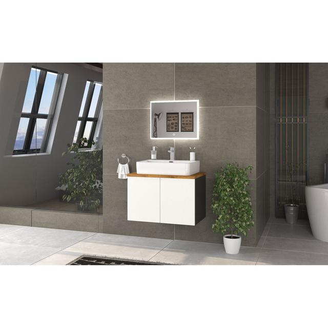 Waseca Bathroom Furniture Suite Brayden Studio Furniture Finish: Anthracite/Alpine white/Oak on Productcaster.