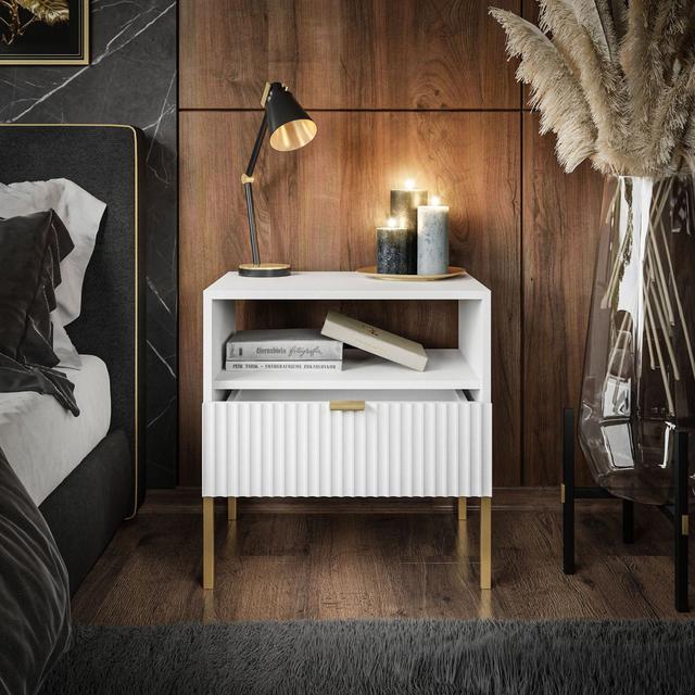 Leesport 1 Drawer Bedside Table Fairmont Park Colour: Matte White on Productcaster.