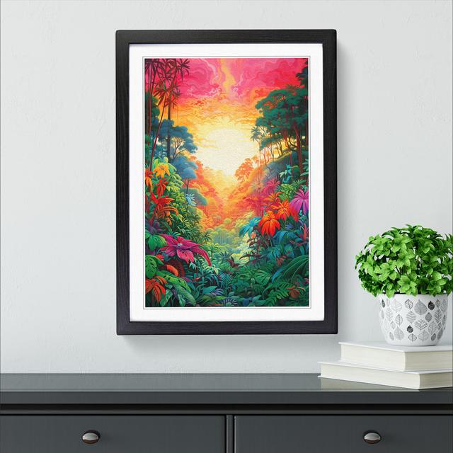 XYZ-FRM-V1223-3920 Jungle Colour Field - Single Picture Frame Print on Wood Big Box Art Size: 46cm H x 34cm W x 2cm D, Frame Colour: Black on Productcaster.