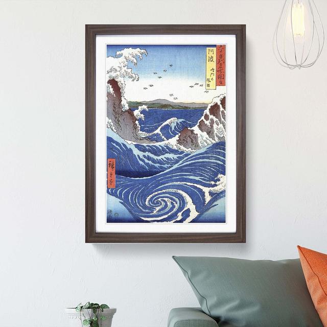 The Naruto Whirlpools by Utagawa Hiroshige - Picture Frame Painting Print on MDF East Urban Home Frame Option: Walnut Framed, Size: 48cm H x 36cm W x on Productcaster.