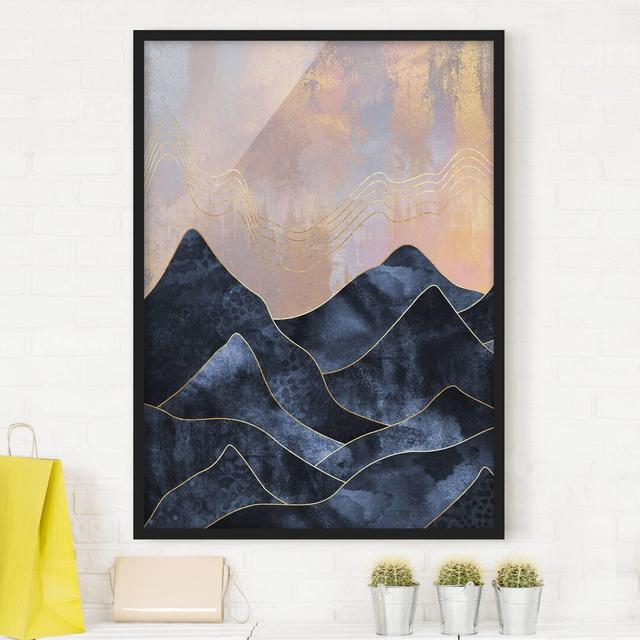 Golden Twilight over Mountains - Picture Frame Graphic Art Canora Grey Frame Option: Black Framed, Size: 55cm H x 40cm W x 2cm D on Productcaster.