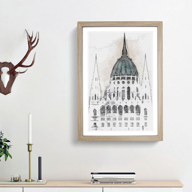 Parliament Building in Budapest in Abstract - Picture Frame Graphic Art Print East Urban Home Size: 36cm H x 27cm W x 2cm D, Frame Option: Oak Framed on Productcaster.